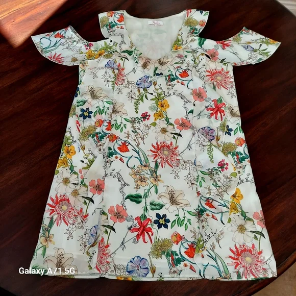 NWOT Parker New York Sangria Cold Shoulder Floral Ruffle Dress  S - Picture 16 of 16